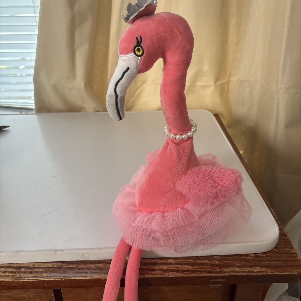 Animated Dancing Singing Lighted Pink Flamingo Ballerina Tutu Crown 18" Plush